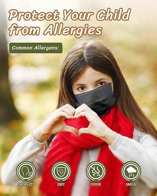 FriCARE Face Masks Disposable for Kids, 4 Ply ASTM Level 3, FSA HSA Eligible, Allergy Protection, Individually Wrapped, 50 Pack, Classic Solid Black