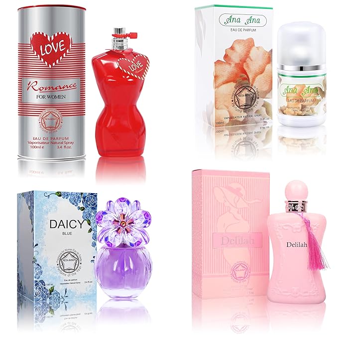 META-BOSEM Perfume for Women Set (100ml x 4PCS Variety Pack), LoveRoma, Delilah, DaicyB, AnaAna, Long Lasting Perfume for Women All Day Use