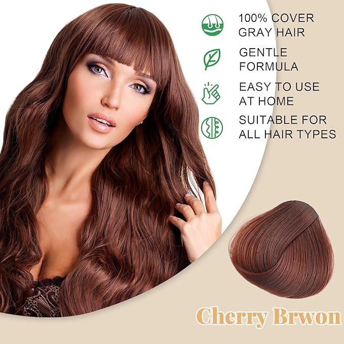 Cherry Brown Hair Dye Shampoo 3-in-1, Natural Hair Color for Women & Gray Hair, Instant Hair Dye & Hair Care in 15 Minutes, Bubble Plant Hair Colors for All Hair Types, Shampoo Para Canas