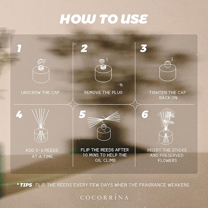 COCORRÍNA Reed Diffuser - Morton Pumpkin Harvest Reed Diffuser Set with 8 Sticks & Preserved Baby's Breath, Reed Diffuser for Home Bathroom Shelf Decor