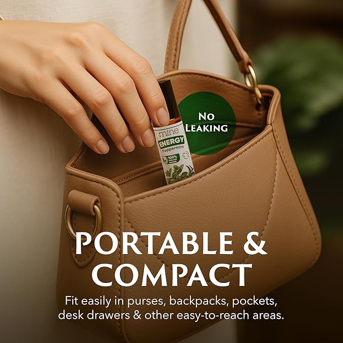 Mine Peppermint Essential Oil - Peppermint Oil Roll On, Pregnancy Nausea Relief & Morning Sickness Relief for Pregnant Women - Pregnancy Must Haves