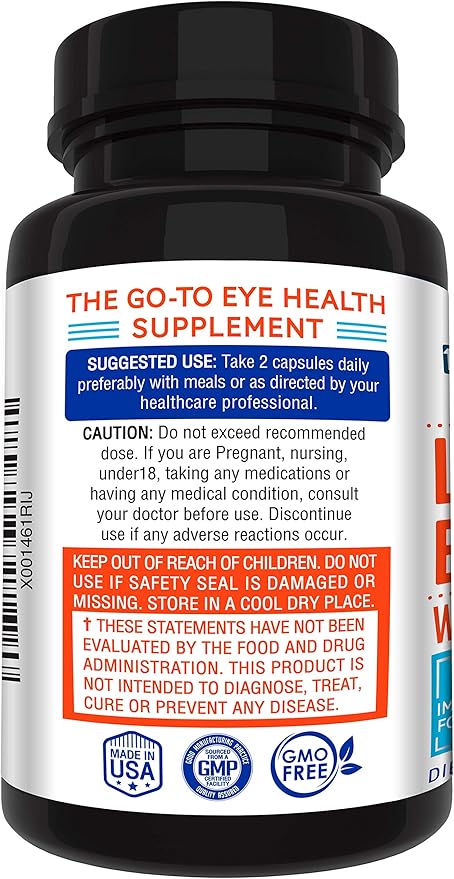 Newly Improved Super Strength Eye Care Formula - Highest Pharmaceutical Grade Lutein, Zeaxanthin, Bilberry - Greatest bioavailability – Rich Antioxidants - Works synergistically for Optimum Results