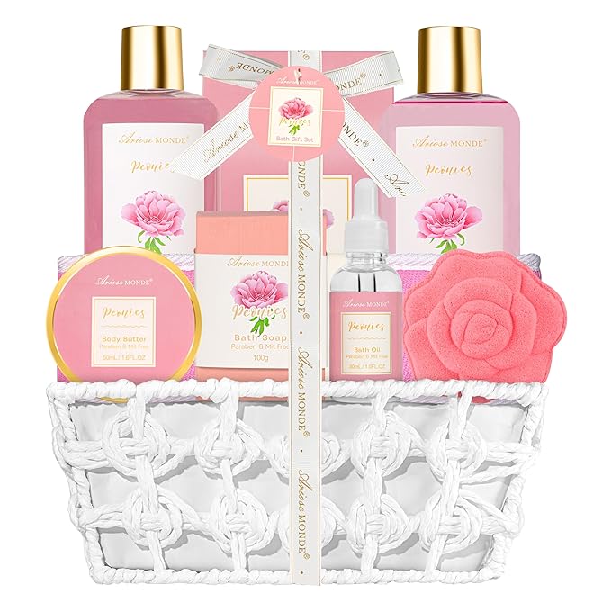 Gift Basket for Women Bath and Body Gift Basket Set for Women, 9pcs Home Spa Set for Self Care, Mothers Day Relaxing Bath Sets Birthday Christmas Gifts for Mom Sister Her Wife