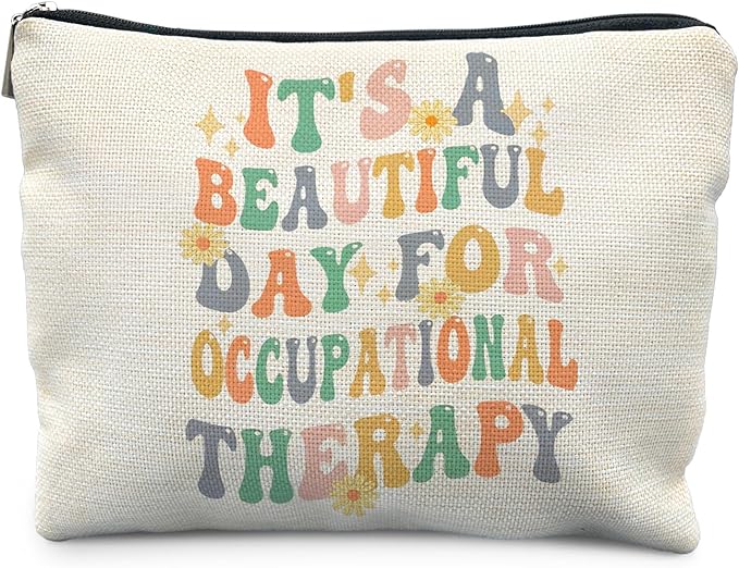 Occupational Therapy Gifts Makeup Bag for Women, Occupational Therapist Gifts for Women, Boho Therapy Cosmetic Bag for Purse, OT Gift Makeup Zipper Pouch