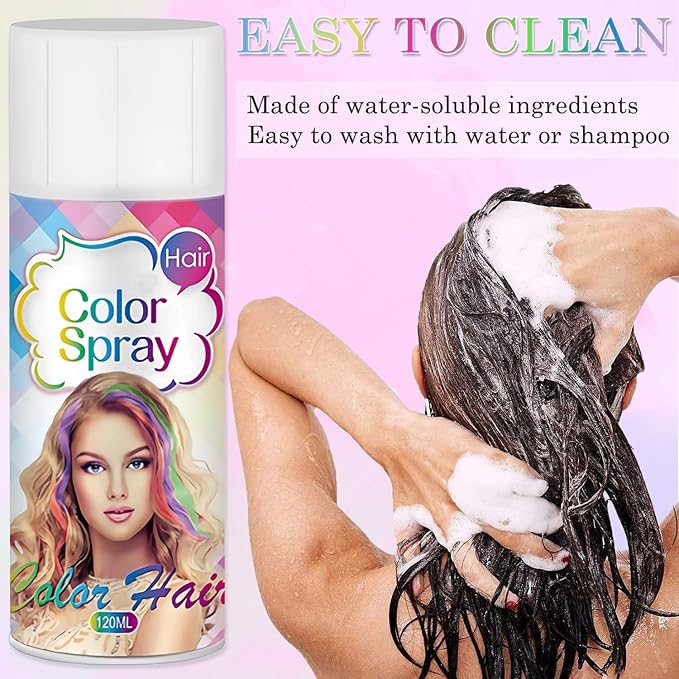 Temporary Hair Color Spray for Women and Kids, One-Time Use Hair Color Wax, Washable Disposable Natural Hair Spray Hair Strong Style for Party, Hollowen, Cosplay (Gray, 120ML)