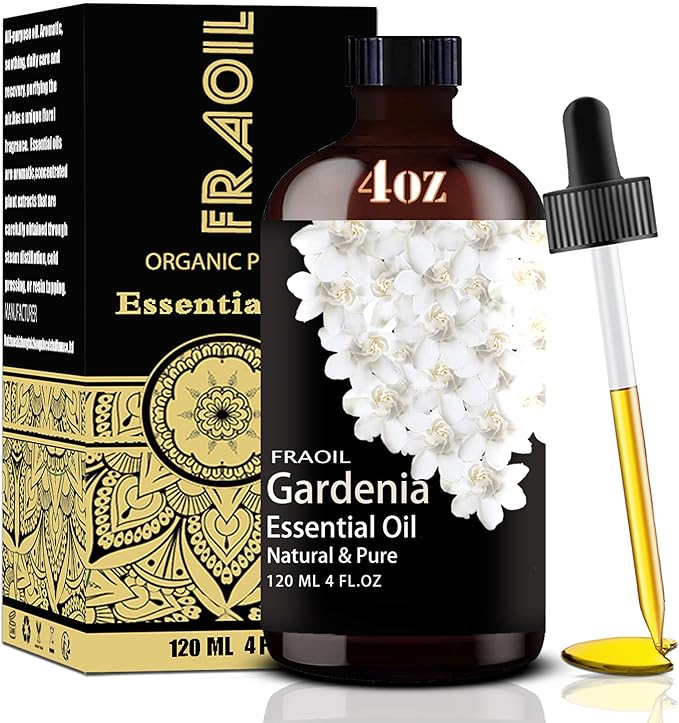 Gardenia Essential Oil, Gardenia Oil 4 Fl Oz 120ML for Diffuser Humidifier Yoga Cleaning DIY Candle Soap Making Perfume Gift for Women Essential Oils