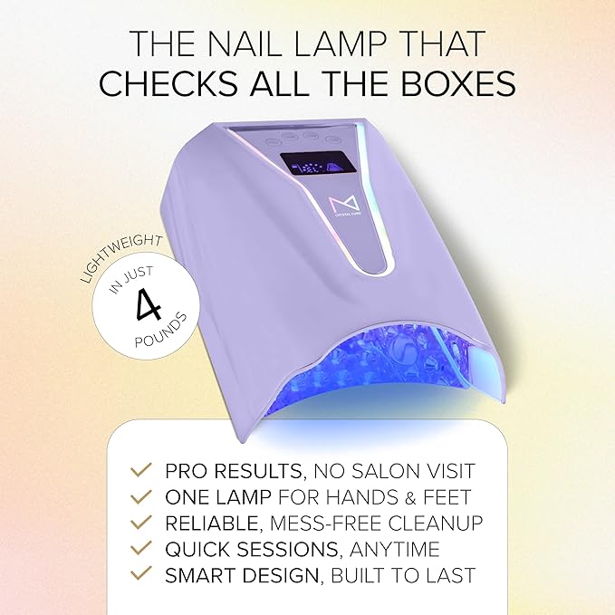 M - Crystal Cure 128W UV Nail Lamp - Fast Curing Nail Light with 45 Powerful 365nm+405nm LEDs - Cordless, Rechargeable, Auto Sensor - UV Light for Gel Nails for Manicures & Pedicures (Violet)