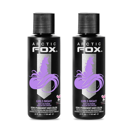 Arctic Fox Semi-Permanent Hair Dye, Vegan & Cruelty-Free, Pastel Lilac Color for Platinum Blonde Hair, Ammonia & Peroxide Free, Conditioning Formula, Girls Night, 4 Fl Oz (Pack of 2)