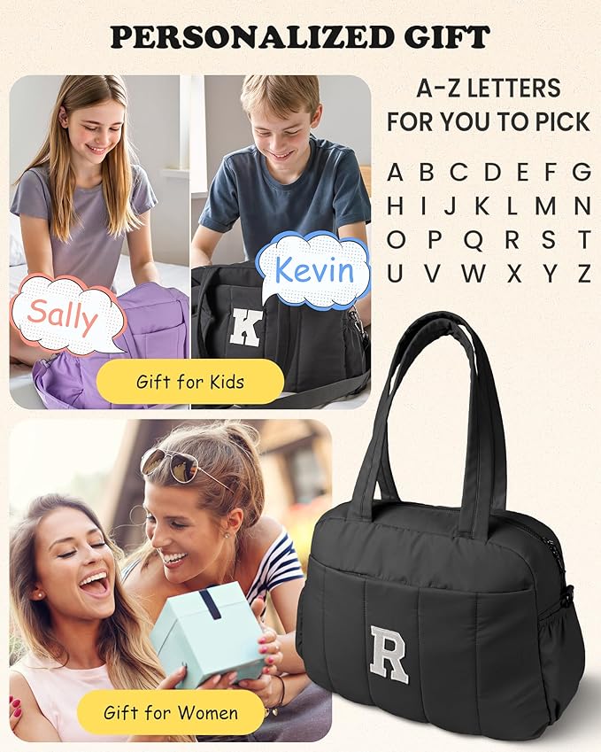 Teen Gift-Friend Gifts-Women Duffle Bag with Initial, Personal Item Travel Bags，Gym Bag with Wet Pocket，Travel Bags Personalized Tote with Makeup Pouch-Teenage Girl Birthday Gifts