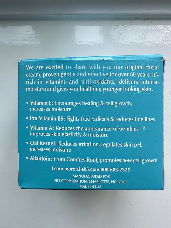 eb5 Intense Moisture Anti Aging Moisturizer Face and Neck Cream- Tone & Tighten Skin with Retinol, Fade Fine Lines and Wrinkles with Vitamin E, A and B5-4oz