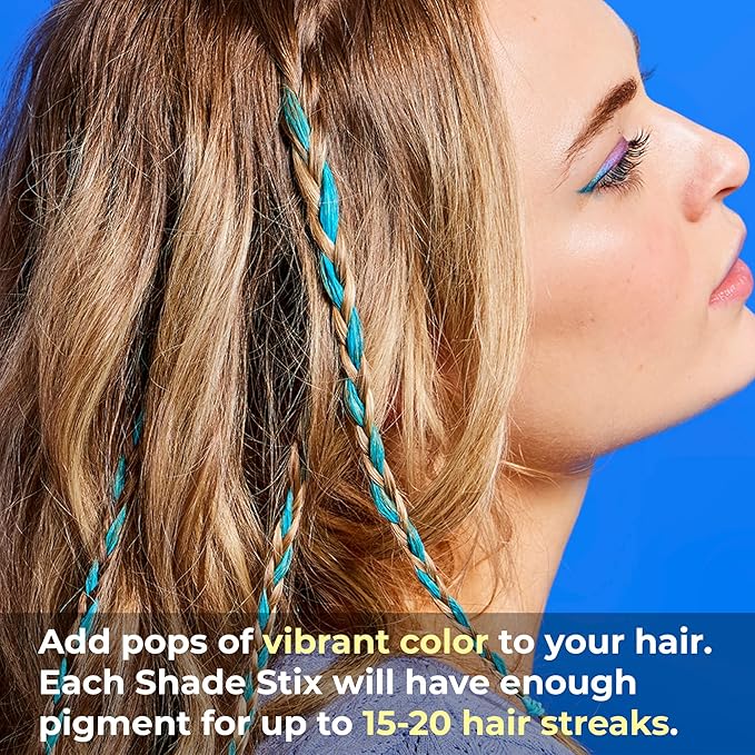 Hally Hair Temporary Hair Color, Shade Stix (Blue) - Hair Makeup Accessories for Kids, Teens & Adults - 12 ml Washable Hair Chalk & Dye for Festivals, Sporting Events & Parties