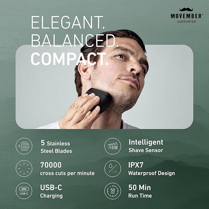 Panasonic ARC5 Palm-Sized Electric Razor, Handheld Luxury Compact Travel Shaver with 5-Blade Cutting System and USB-C Charging, Wet/Dry - ES-PV3A-K