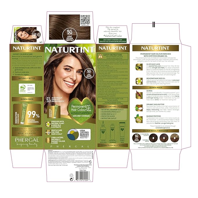 Naturtint 5G Light Golden Chestnut Permanent Hair Color (Pack of 1), Ammonia Free, Vegan, Cruelty Free, up to 100% Gray Coverage, Long Lasting Results (Packaging may vary)