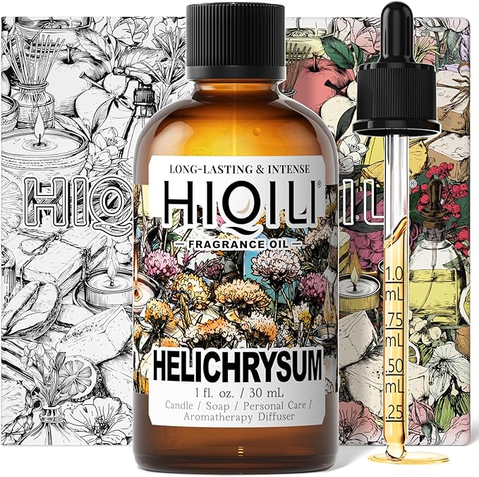 HIQILI Helichrysum Fragrance Oil from Natural Extracts, Essential Oil for Diffuser, Candle Making, DIY Helichrysum Balm - 1 Fl Oz