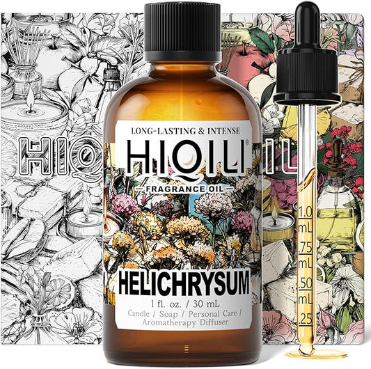 HIQILI Helichrysum Fragrance Oil from Natural Extracts, Essential Oil for Diffuser, Candle Making, DIY Helichrysum Balm - 1 Fl Oz