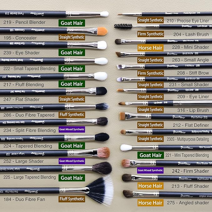 Makeup Artist MUST HAVES 42Pcs Makeup Brushes Set with Real Natural Goat Hair By BUEART DESIGN (42Pcs Matte Pearl Black)