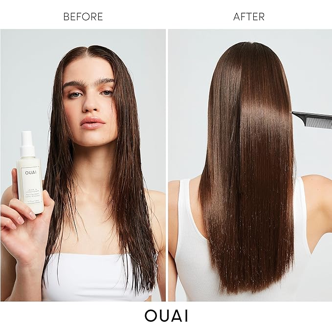 OUAI Hair Styling & Treatment Bundle - Includes Leave-In Conditioner & Detox Shampoo - Hair Care Products for Styling, Smoothing, Adding Hair Shine & Removing Product Build Up (2 Count, 4.7 Oz/10 Oz)