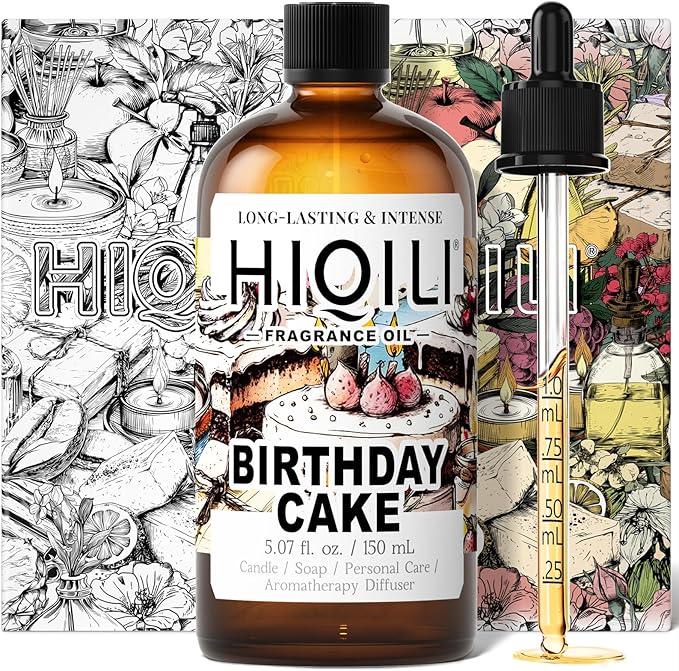 HIQILI Birthday Cake Fragrance Oil for Diffusers, Candle & Soap Making, Add to Aromatic Air Freshener Spray, Premium Grade - 5.07 Fl Oz