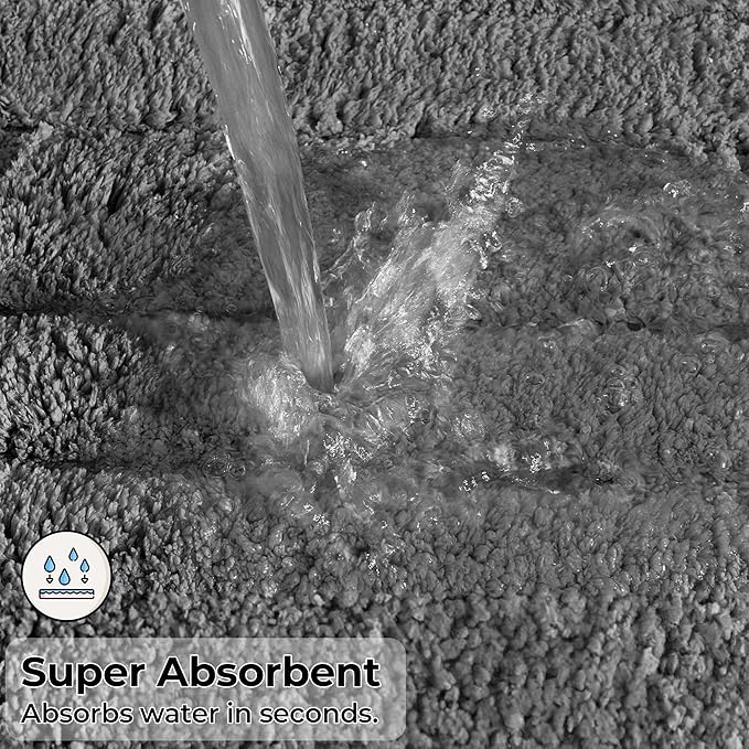 GRANNY SAYS Bathroom Rugs Sets 2 Piece,Soft Bath Mats for Bathroom, Bath Rugs Non Slip Washable, Absorbent Bath Rug for Tub, Shower and Toilet, Bath Mat Set (Grey, 20" x 32" + 16" x 24")