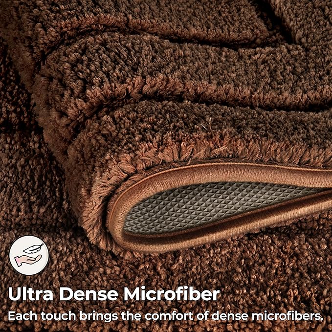 GRANNY SAYS Bathroom Rugs Non Slip 24" x 16", Bath Mats for Bathroom, Super Soft and Water Absorbent, Microfiber Washable Bath Rugs for Shower Room Floor, Tub, Brown