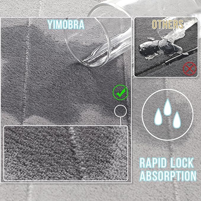 Yimobra Bathroom Runner Rugs 72"x24" Non Slip Washable Memory Foam Bath Mat, Super Soft Water Absorbent Hallway Carpet for Vanity Tub Shower, Gray