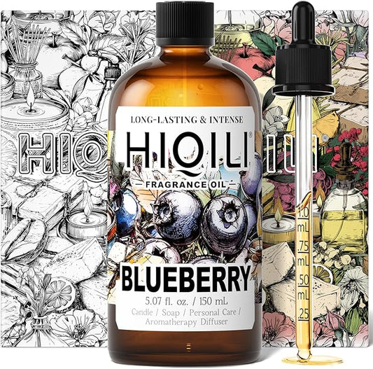 HIQILI Blueberry Fragrance Oil for Candle & Soap Making, Fruity Scents for Reed Diffuser Oil Refill, Add to Lotion, Body Wash - 5.07 Fl Oz