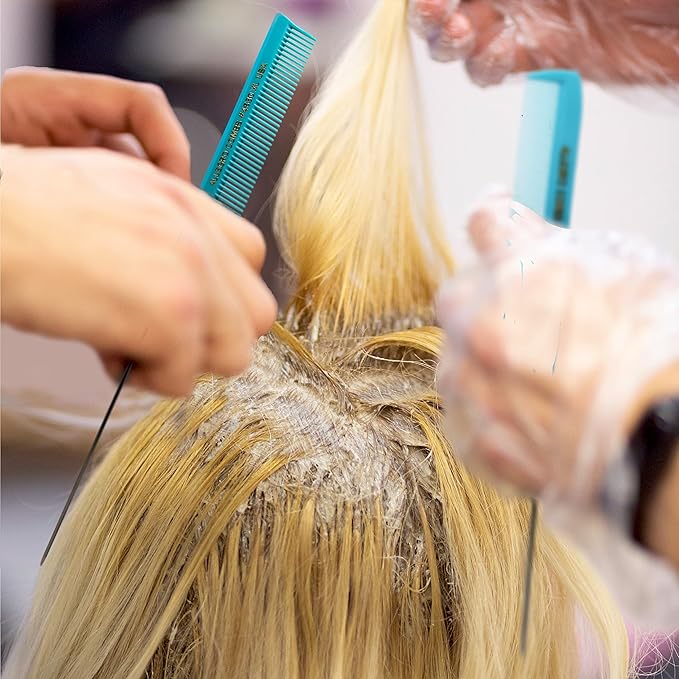 Allegro XL Pintail Rat Tail & Parting Combs - Metal Tail Foiling & Pin Combs (2 Pc. BLUE & AQUA)