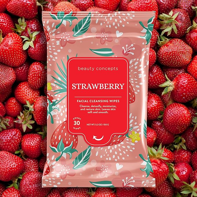 Beauty Concepts Facial Wipe Set - Packs of Face Wipes, Makeup Removing Wipes, Peach, Pineapple, Green Apple, Strawberry