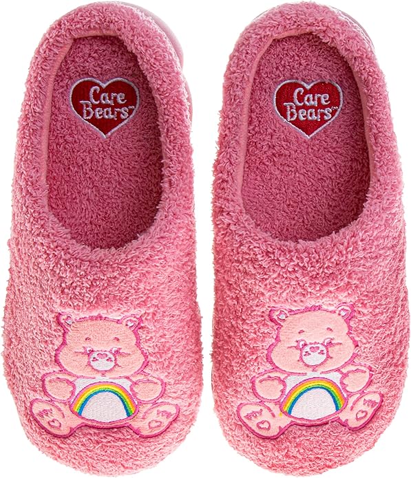Josmo Care Bear Slippers for Girls Womens Cozy Plush Indoor Shoes Fun Fuzzy Bear House Slippers for Little Kids/Big Kids/Adults