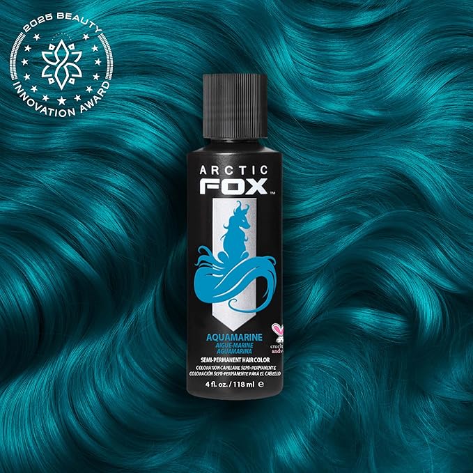Arctic Fox Semi-Permanent Hair Dye, Vegan & Cruelty-Free, Conditioning, Ammonia-Free, Peroxide-Free, Aquamarine Blue, Vibrant Color for All Hair Types, 4 Fl Oz (Pack of 2)