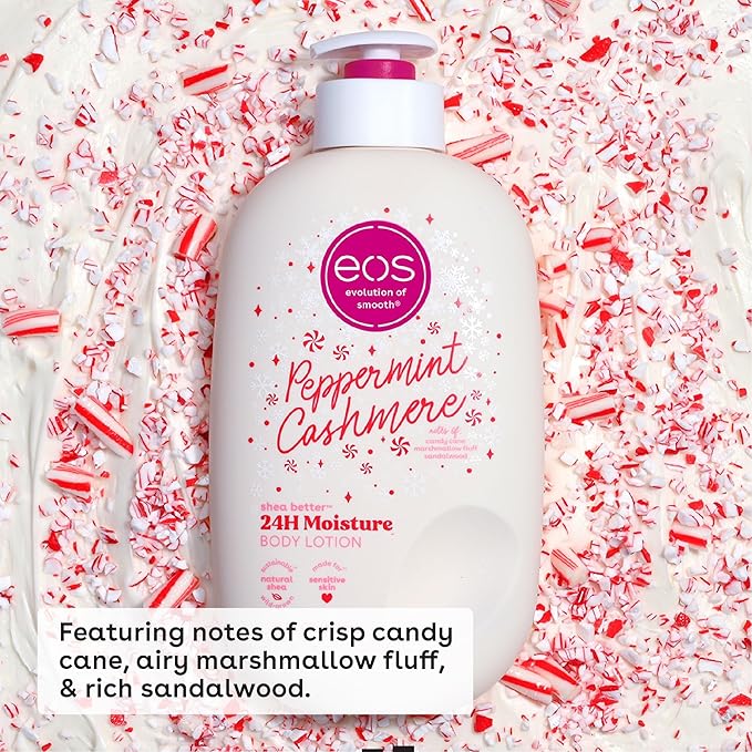 eos Shea Better Holiday Body Lotion, Peppermint Cashmere, Limited Edition Skin Care, 24-Hour Moisture, Body Lotion for Women, Vegan, 16 fl oz