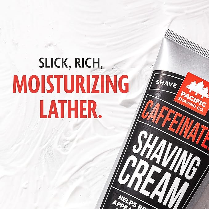 Pacific Shaving Company Caffeinated Shaving Cream - Helps Reduce Appearance of Redness With Safe Natural and Plant-Derived Ingredients Soothes Skin Paraben-Free Made in USA (3.4 Fl Oz, 3 Pack)