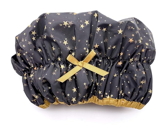 Reusable Shower & Bath Cap & Lined, Oversized Waterproof Shower Caps Large Designed for all Hair Lengths with PEVA Lining & Elastic Band Stretch Hem Hair Hat - Fashionista Starry Nights