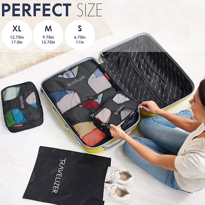 Travel Packing Cubes 5 pcs Luggage Organizer Set for Bag & Suitcase