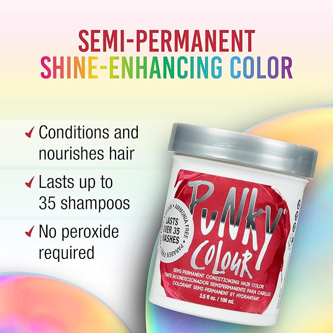 Punky Cherry on Top Semi Permanent Hair Color - Vegan, & Cruelty-Free Conditioning Hair Dye, Lasts Up to 35 Washes, 3.5 fl oz