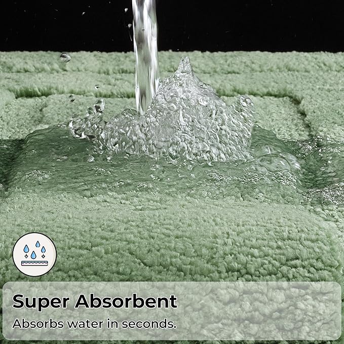 GRANNY SAYS Bathroom Rugs Sets 2 Piece,Soft Bath Mats for Bathroom, Bath Rugs Non Slip Washable, Absorbent Bath Rug for Tub, Shower and Toilet, Bath Mat Set (Green, 20" x 32" + 16" x 24")