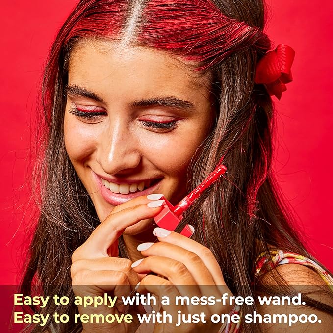 Hally Hair Temporary Hair Color, Shade Stix (Red) - Hair Makeup Accessories for Kids, Teens & Adults - 12 ml Washable Hair Chalk & Dye for Festivals, Sporting Events & Parties