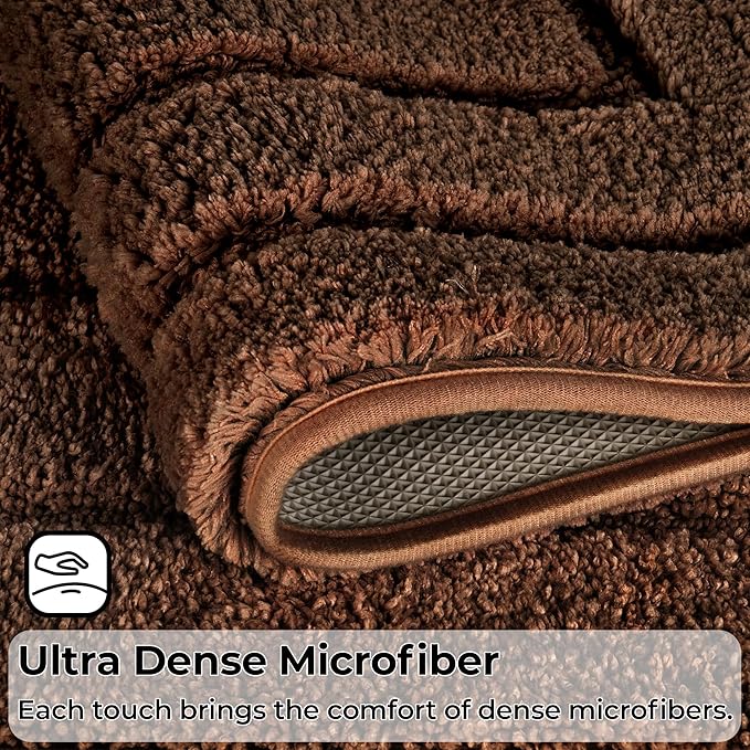 GRANNY SAYS Bathroom Toilet Rugs U Shaped, Bath Mats for Bathroom, Bath Rugs Non Slip Washable, Absorbent Microfiber Toilet Mat, Soft Plush Shaggy Bath Carpet, 20" x 24", Brown