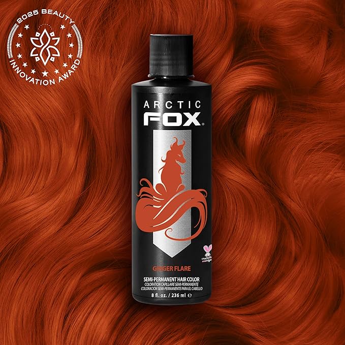 Arctic Fox Semi-Permanent Hair Dye, Vegan & Cruelty-Free, Ammonia-Free, Orange Ginger Flare, Long Lasting, Conditioning, For All Hair Types, 8 Fl Oz (Pack of 2)