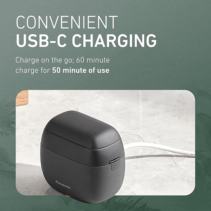 Panasonic ARC5 Palm-Sized Electric Razor, Handheld Luxury Compact Travel Shaver with 5-Blade Cutting System and USB-C Charging, Wet/Dry - ES-PV3A-K