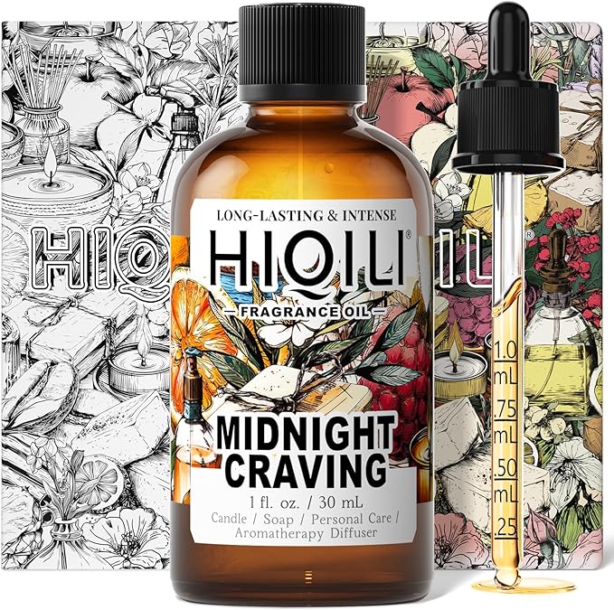 HIQILI Midnight Craving Fragrance Oil, Inspired by Y S.L's B.Lack O.pium, for Diffuser, Candle & Soap & Perfume Balm Making, Sweet Gourmand Aroma- 1 Fl Oz