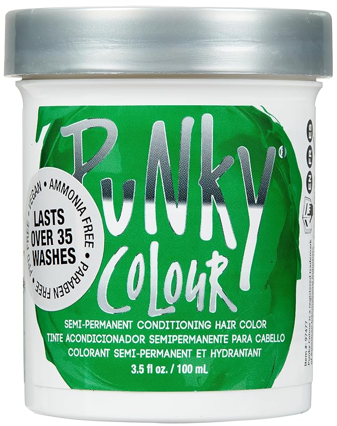 Punky Apple Green Semi Permanent Hair Color - Vegan & Cruelty-Free Conditioning Hair Dye, Lasts Up to 35 Washes, 3.5 fl oz