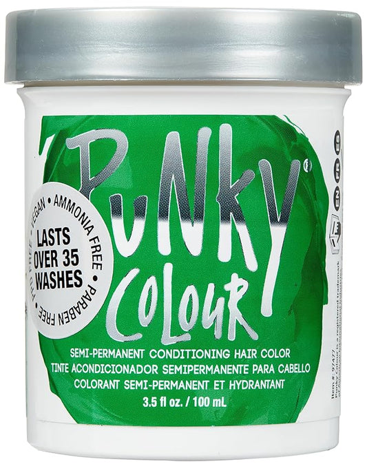 Punky Apple Green Semi Permanent Hair Color - Vegan & Cruelty-Free Conditioning Hair Dye, Lasts Up to 35 Washes, 3.5 fl oz