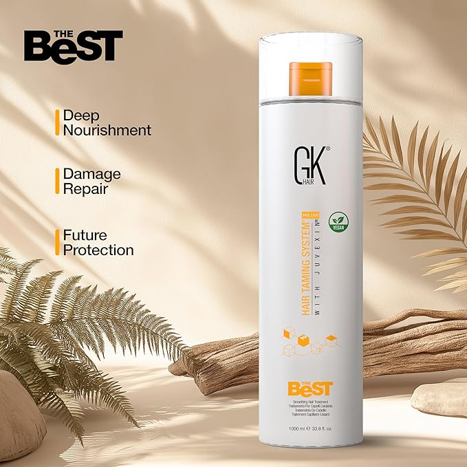 GK HAIR Global Keratin The Best (33.8 Fl Oz/1000ml) Smoothing Keratin Hair Treatment - Professional Brazilian Complex Blowout Straightening For Silky Smooth & Frizz Free Hair