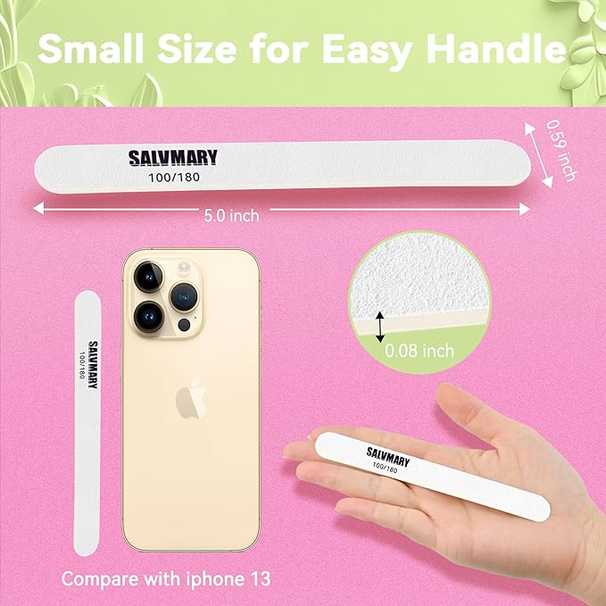 Professional Disposable Small Nail Files 100/180 Grit Double Sided White Emery Boards for Nails Manicure Pedicure Tools 50Pcs