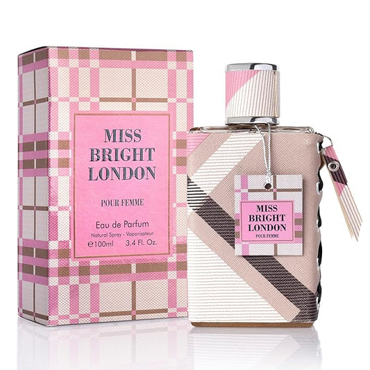 Miss Bright London Eau De Parfum for Women - Sweet, Elegant & Fruity Scent - Top Notes of Green Lime & Icy Pear - Base Notes of Vanilla, Amber, Mahogany & Balsamic Tonka Bean - Elegant 100ml Bottle
