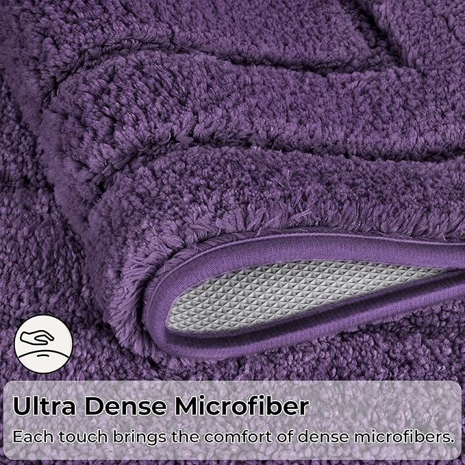GRANNY SAYS Bathroom Rugs Sets 2 Piece,Soft Bath Mats for Bathroom, Bath Rugs Non Slip Washable, Absorbent Bath Rug for Tub, Shower and Toilet, Bath Mat Set (Purple, 20" x 32" + 16" x 24")