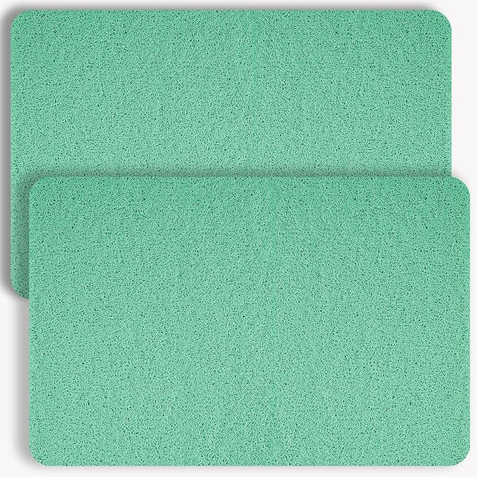 Non-Slip Bathtub Mat, 2 Pack Anti Slip Shower Mat, Fast Drying Bathtub Mats, Foot Scrubber Mat, Anti Slip Mat for Tub, Floor, Bathroom, Kitchen, Home, Hotel (Light Green 24"×16"+24"×16")