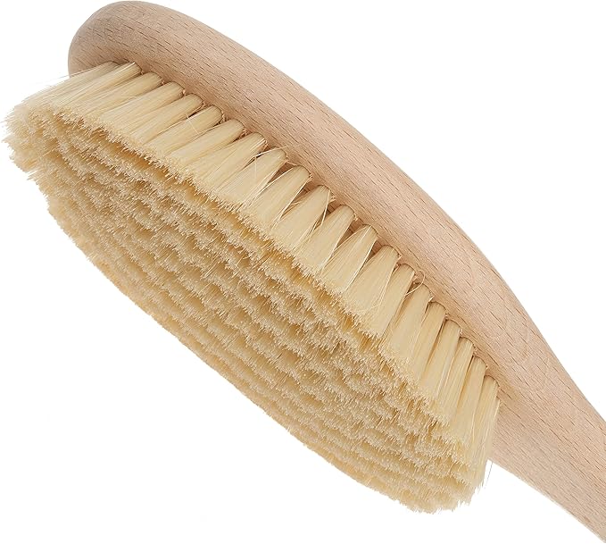 REDECKER Extra Long Beechwood Bath Brush - Natural Pig Bristle Body Brush for Showering, Back Scrubbing, Exfoliating, Dry Brushing and Lymphatic Drainage - Perfect for Hard-to-Reach Areas