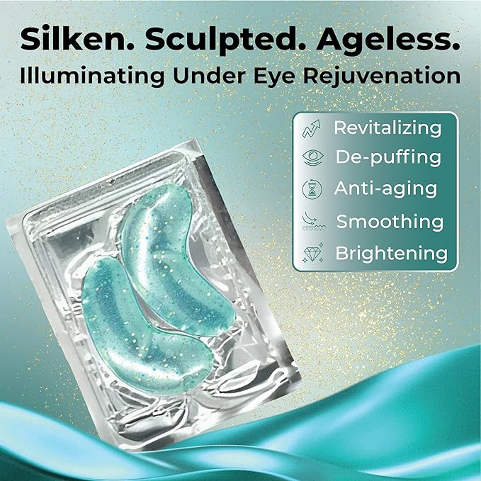 Herbs Healthy Healing 24K Gold Under Eye Masks – Collagen & Hyaluronic Acid Gel Patches for Dark Circles, Puffiness, Fine Lines – Eye Masks for Women & Men – 20 Pairs, Clean Beauty Skincare